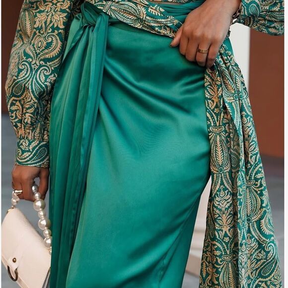 The Drop Women's Ultramarine Green Sarong Wrap Skirt by @sruthijayadevan XS. NWT - Picture 5 of 9